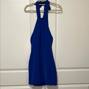 About Us Blue Halter Backless Mini Dress
